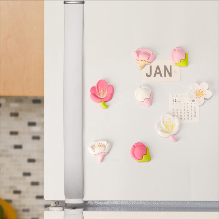 4pcs /Set Fresh Rustic Flowers Refrigerator Stickers Magnetic Tulip Decorative Paste