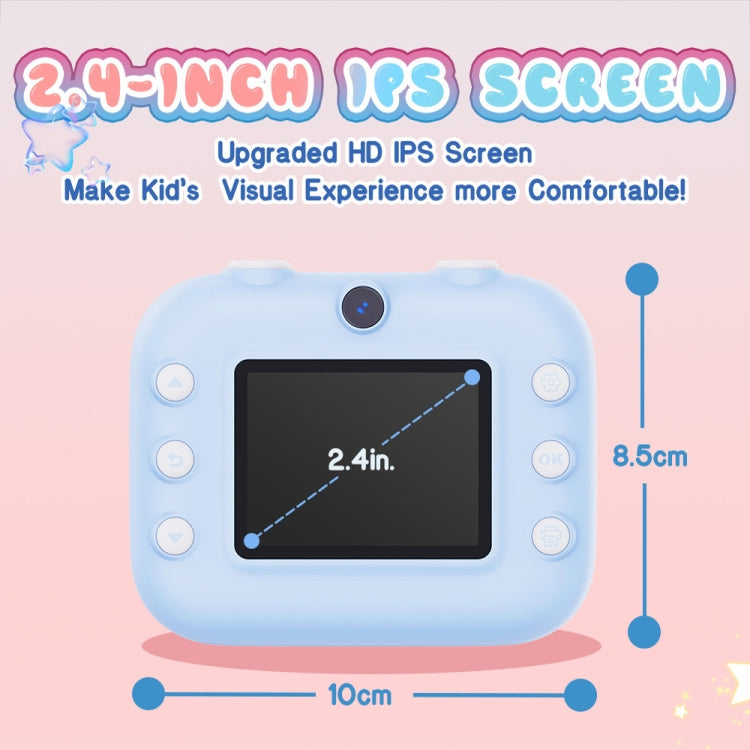 M8 2.4-Inch 1080P HD 2400W Pixel Dual-Camera Children Thermal Printing Camera, Color: Purple+32GB
