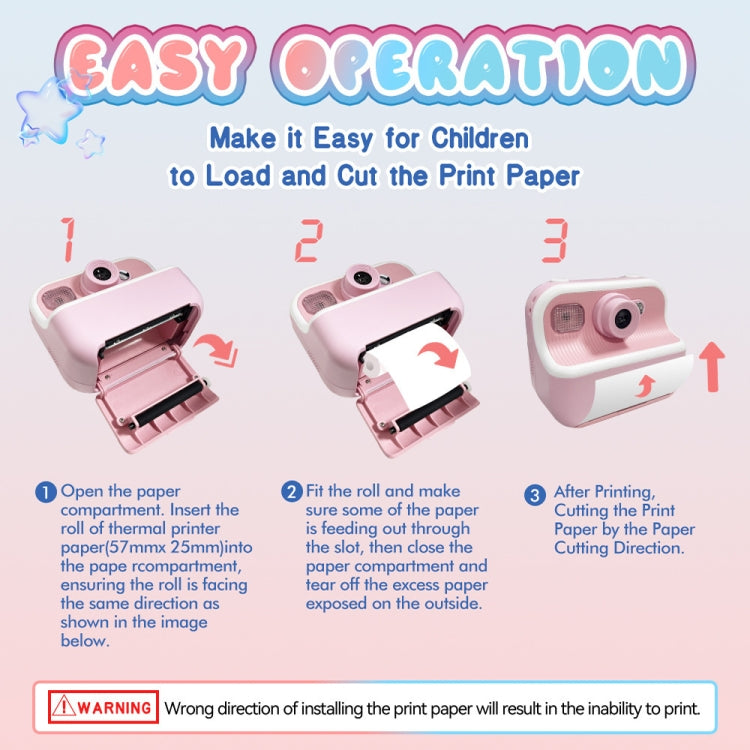 M8 2.4-Inch 1080P HD 2400W Pixel Dual-Camera Children Thermal Printing Camera, Color: Purple