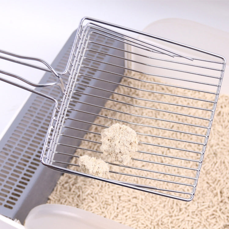 Metal Cat Litter Scoop Extended Handle Skeleton Cats Shoveling Tool Large, Color: Sliver White