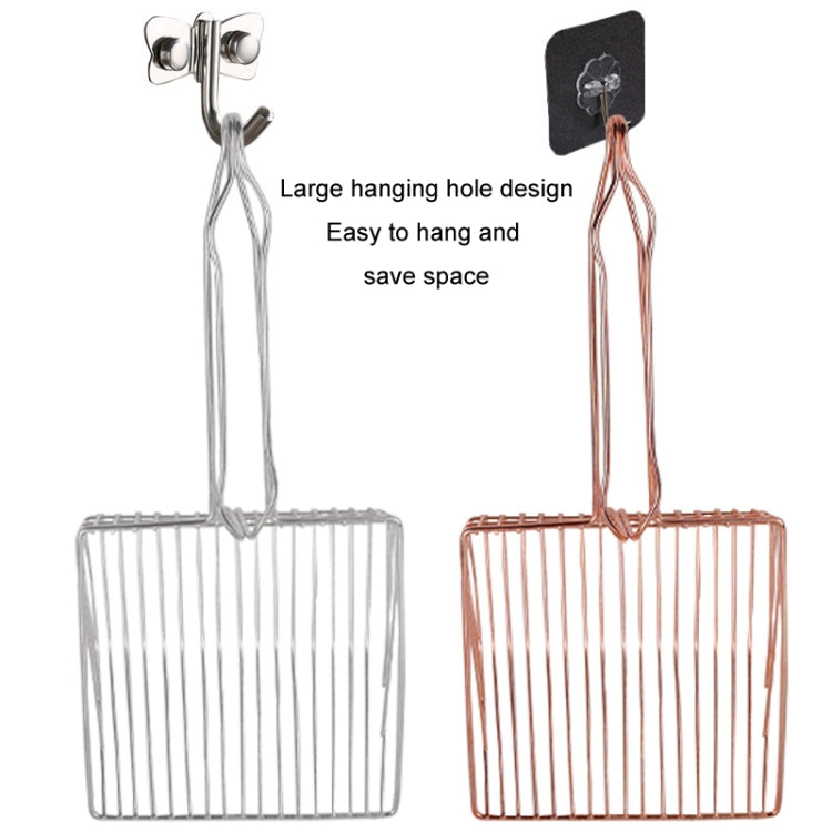 Metal Cat Litter Scoop Extended Handle Skeleton Cats Shoveling Tool Large, Color: Sliver White