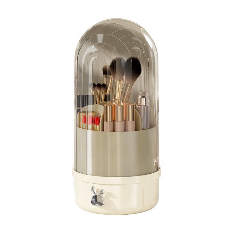 Rotation Dustproof Makeup Brush Storage Tube Dressing Table Desktop Pen Tube - Transparent Black