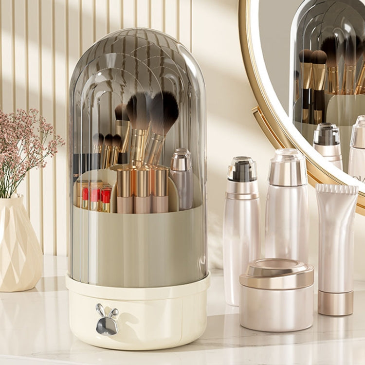 Rotation Dustproof Makeup Brush Storage Tube Dressing Table Desktop Pen Tube - Transparent Black