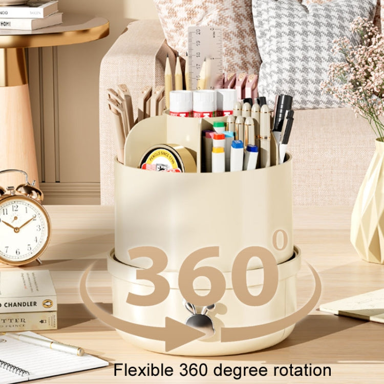 Rotation Dustproof Makeup Brush Storage Tube Dressing Table Desktop Pen Tube - Transparent Black