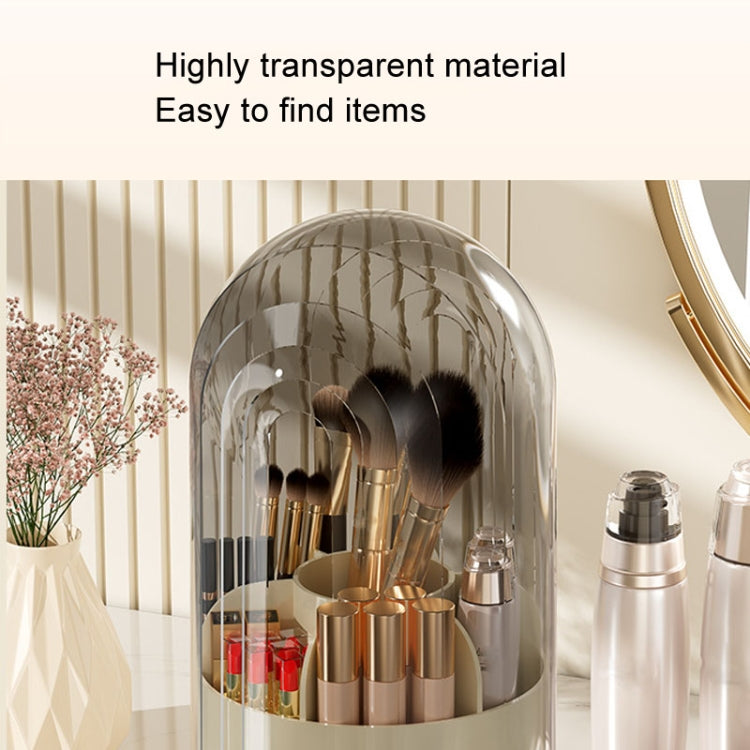 Rotation Dustproof Makeup Brush Storage Tube Dressing Table Desktop Pen Tube - Transparent Black