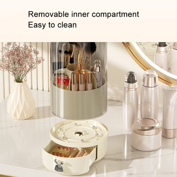 Rotation Dustproof Makeup Brush Storage Tube Dressing Table Desktop Pen Tube - Transparent Black