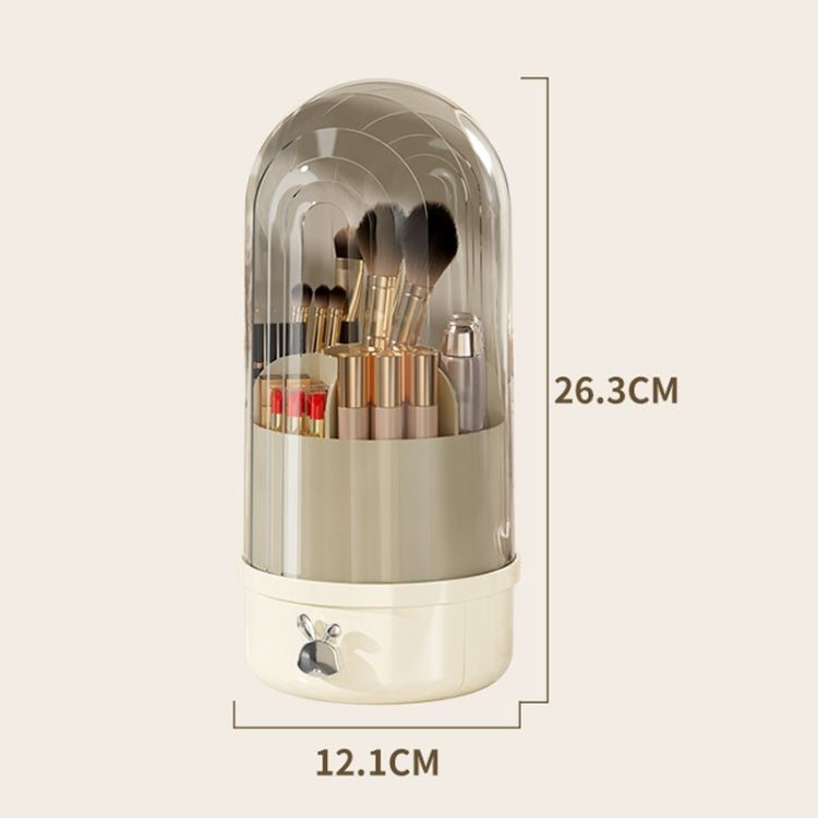 Rotation Dustproof Makeup Brush Storage Tube Dressing Table Desktop Pen Tube - Transparent Black