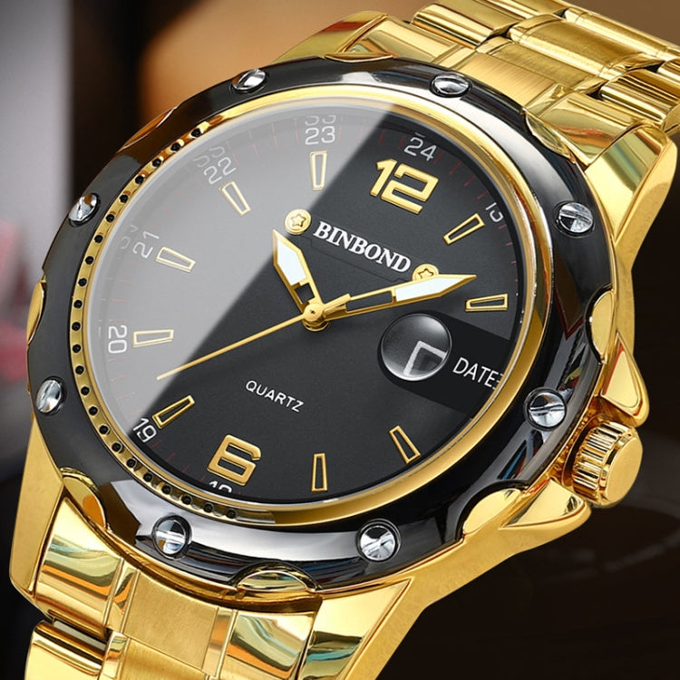 BINBOND B9696 Outdoor Calendar Luminous Waterproof Quartz Watch, Color: White Steel-White