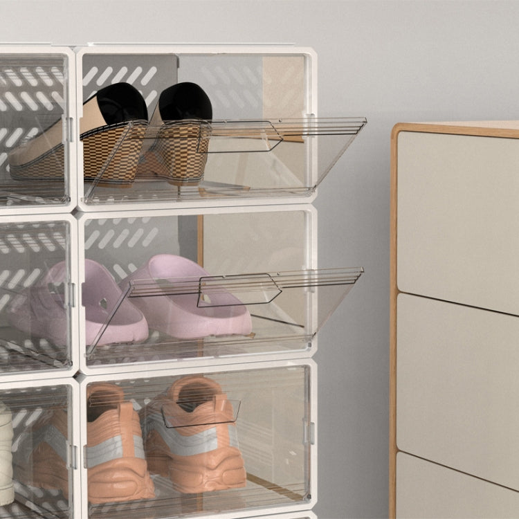 Drawer Type Plastic Shoe Box Dustproof Flap Folding Transparent Storage Box