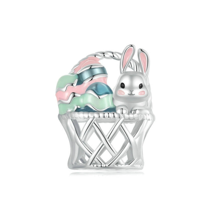 S925 Sterling Silver Easter Basket Egg Rabbit DIY Beads - BSC997