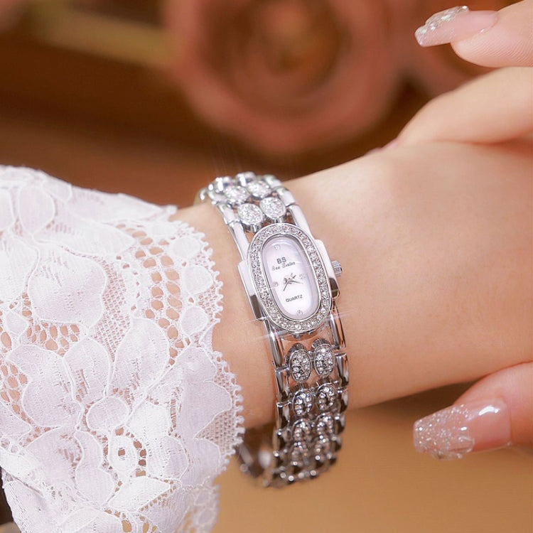 BS Bee Sister Stainless Steel Ladies Bracelet Watch Diamond Wristwatch