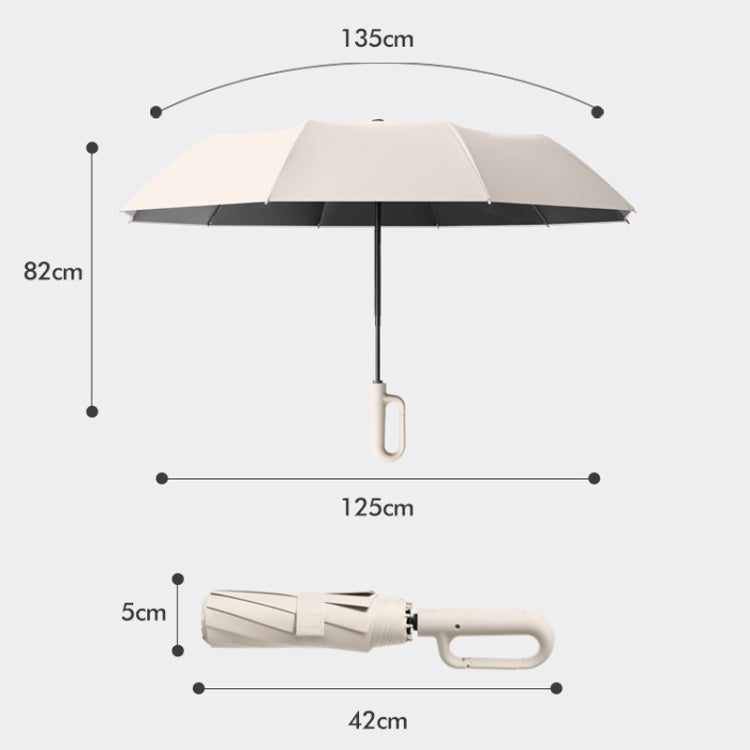 Fully Automatic Rain Or Shine Umbrella Foldable Unisex Sun Shade Umbrella, Style: Forward Beige 125cm