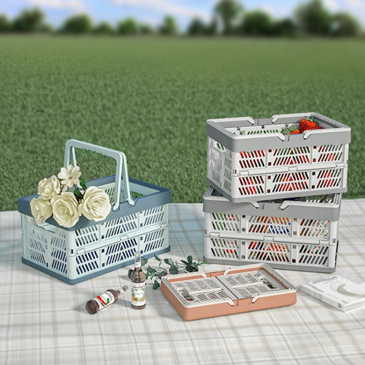 38x25x20cm Plastic Folding Storage Basket Shopping Basket Camping Storage Box With Handle