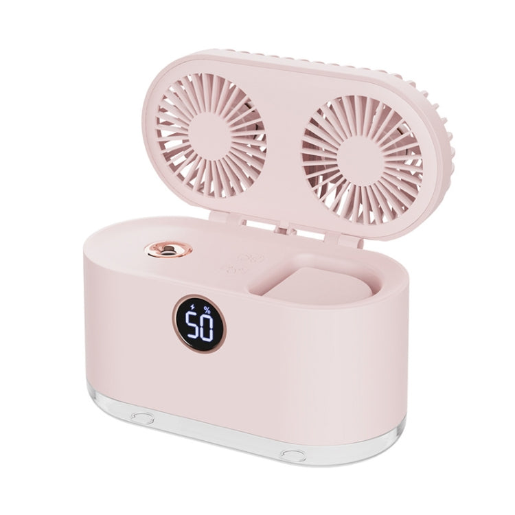 WT-818 Dual-leaf Spray Smart Digital Display Desktop Fan Night Light Humidification Cooler