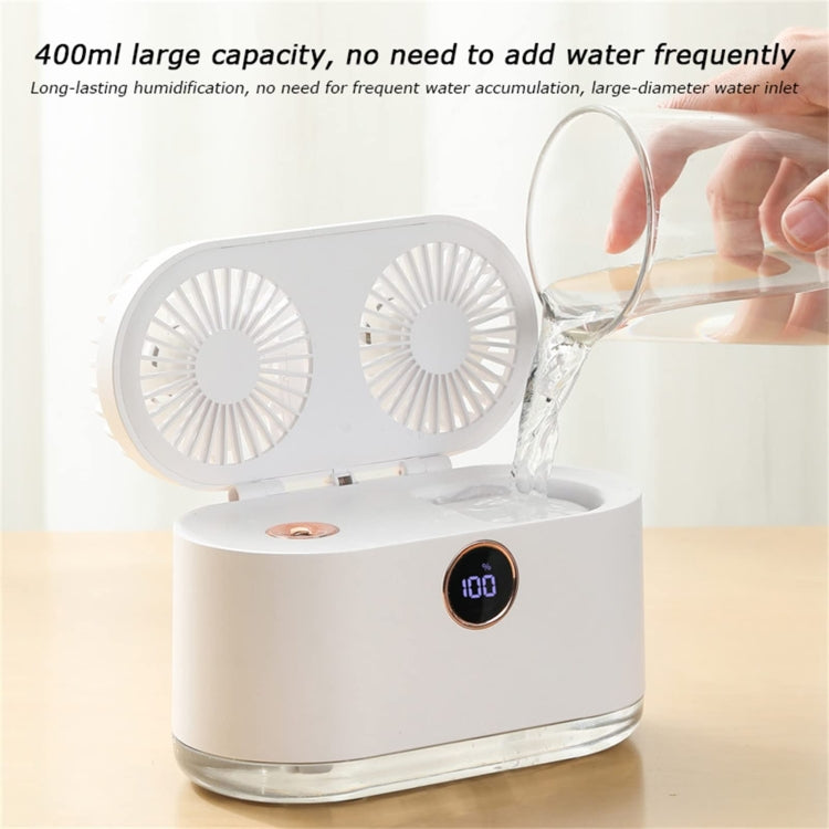 WT-818 Dual-leaf Spray Smart Digital Display Desktop Fan Night Light Humidification Cooler