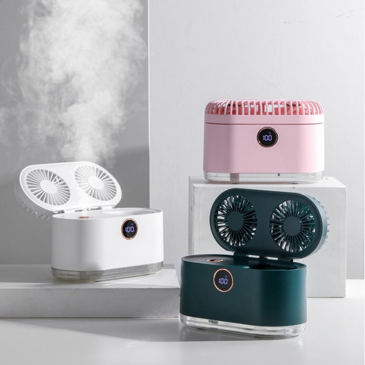 WT-818 Dual-leaf Spray Smart Digital Display Desktop Fan Night Light Humidification Cooler