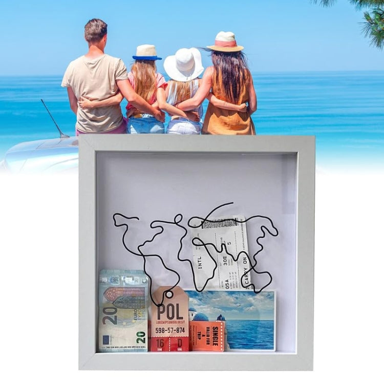 15 x 15cm Travel Shadow Box Frame with Slot for Keepsakes,Money,Ticket