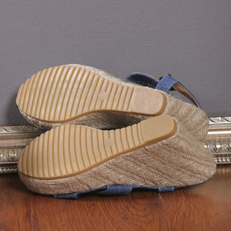 Slope Heel Summer Women Sandals Thick Bottom Straw High Heels Sandals, Size: 37