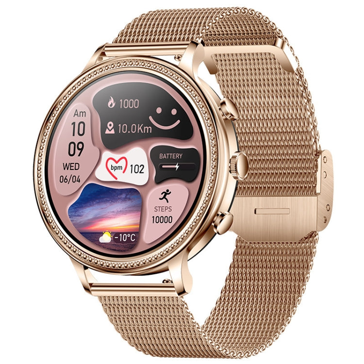 V60 1.39 Inch Health Monitoring Multifunctional Waterproof Bluetooth Call Smart Watch, Color: Gold Steel
