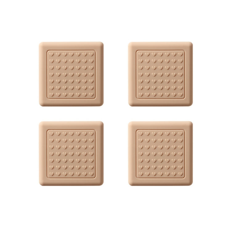 4pcs /Set Silent And Wear Resistant Chair Foot Cover Household Stool Anti-Slip Protective Pads, Style: 60mm Square Almond Color