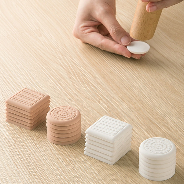 4pcs /Set Silent And Wear Resistant Chair Foot Cover Household Stool Anti-Slip Protective Pads, Style: 50mm Round Almond Color