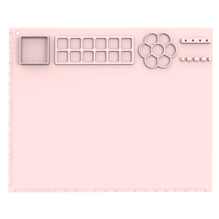 50x40cm Silicone Painting Pad With  Paint Holder Art Mat For Drawing Clay - Pink