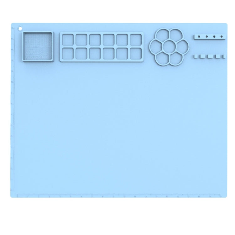 50x40cm Silicone Painting Pad With  Paint Holder Art Mat For Drawing Clay - Sky Blue
