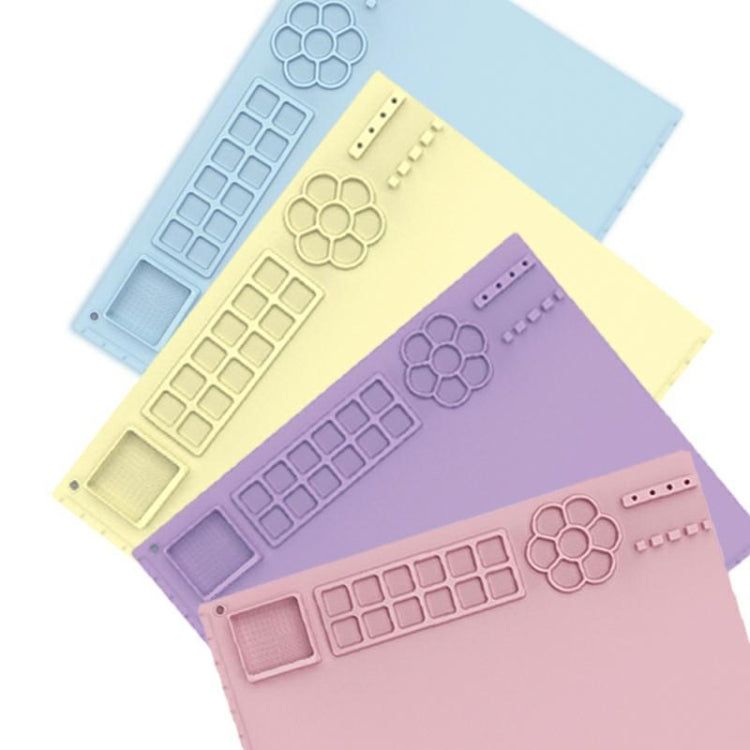 50x40cm Silicone Painting Pad With  Paint Holder Art Mat For Drawing Clay - Sky Blue