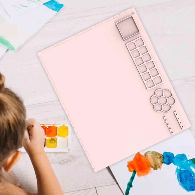 50x40cm Silicone Painting Pad With  Paint Holder Art Mat For Drawing Clay - Sky Blue