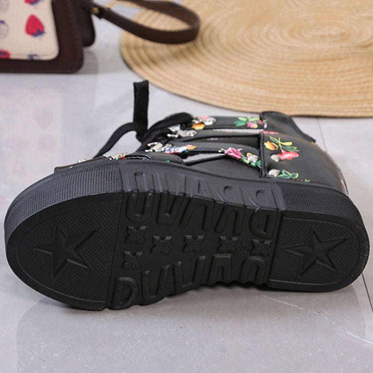 Summer Roman Sandals High Heel Floral Printed Cross Strap Women Shoes, Size: 38