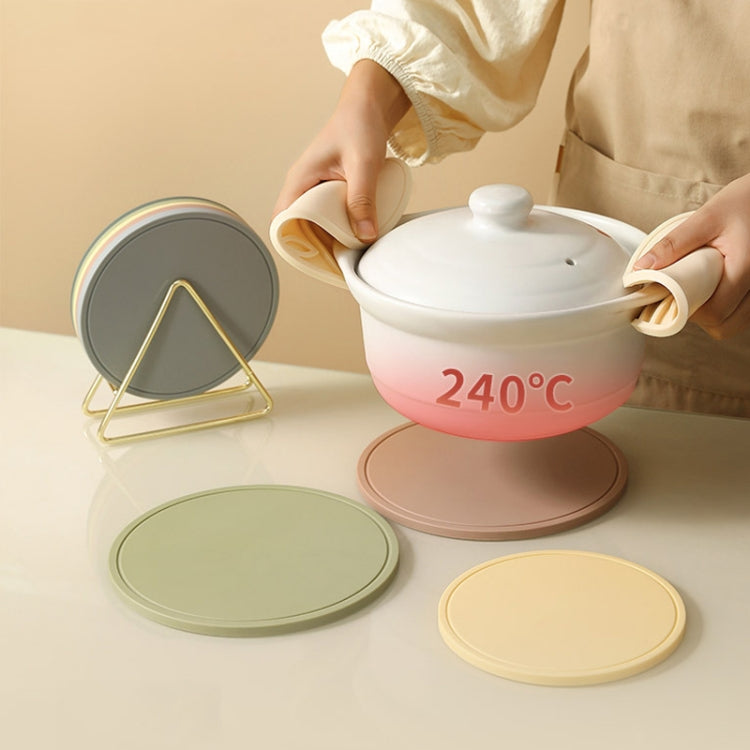 Household Round Heat Insulating Mats Kitchen High Temperature Resistant Silicone Pad, Color: Pot Pad White