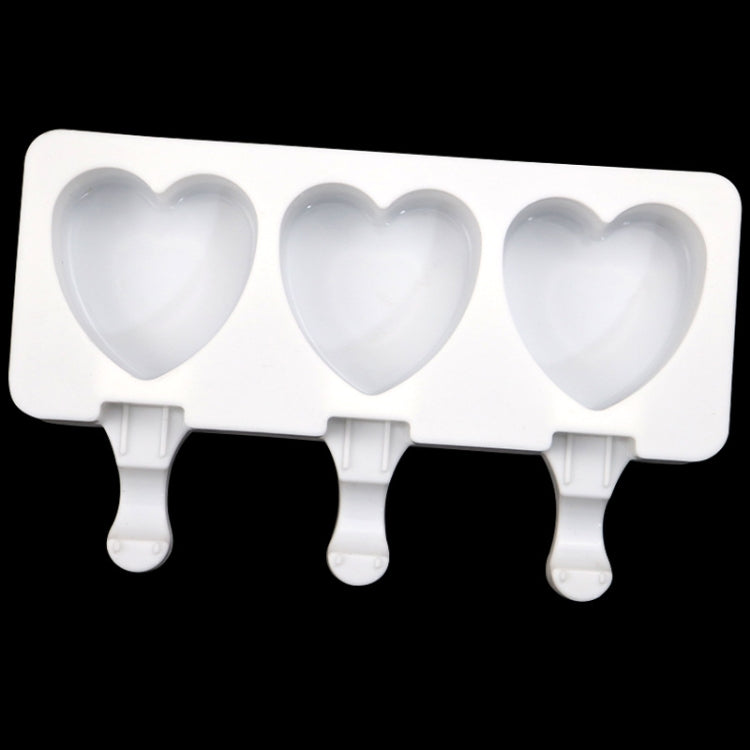 3 Grids Heart Shape Ice Cream Model DIY Pudding Mold Without Stick - White