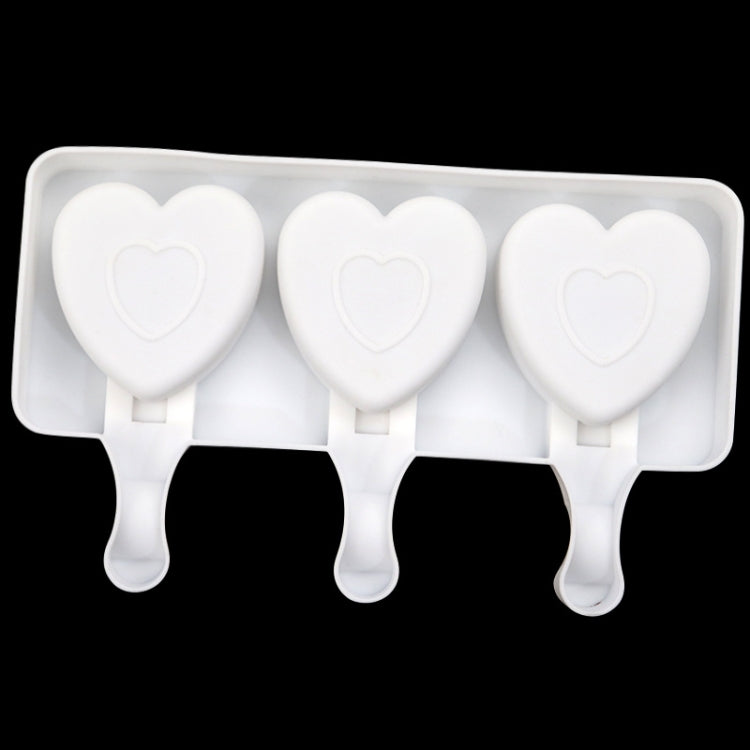 3 Grids Heart Shape Ice Cream Model DIY Pudding Mold Without Stick - White