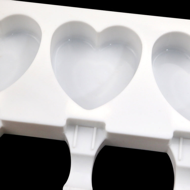 3 Grids Heart Shape Ice Cream Model DIY Pudding Mold Without Stick - White