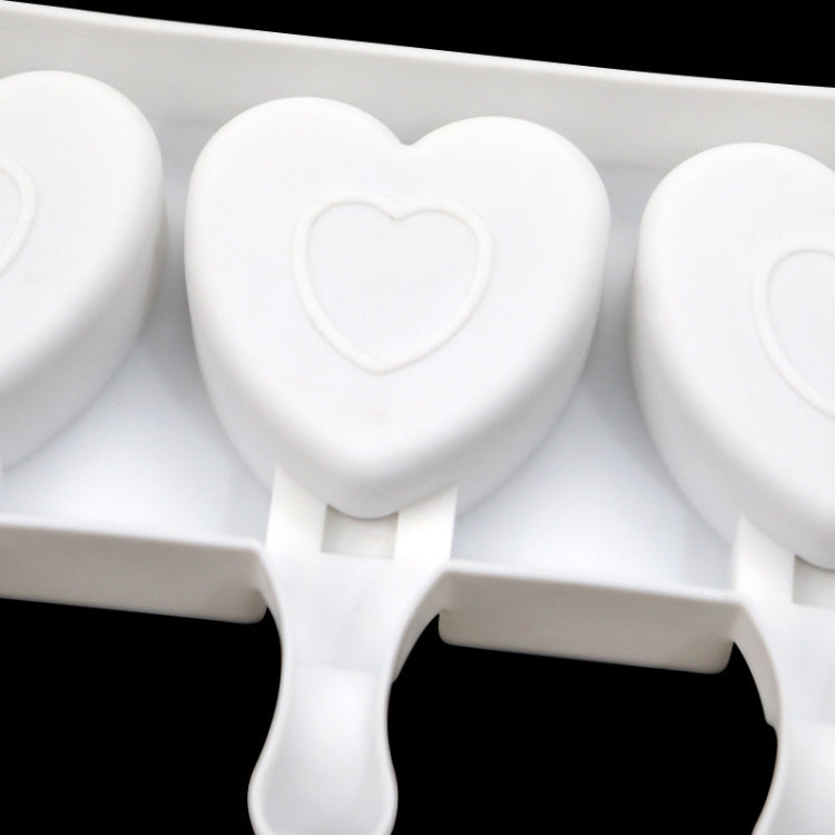 3 Grids Heart Shape Ice Cream Model DIY Pudding Mold Without Stick - White