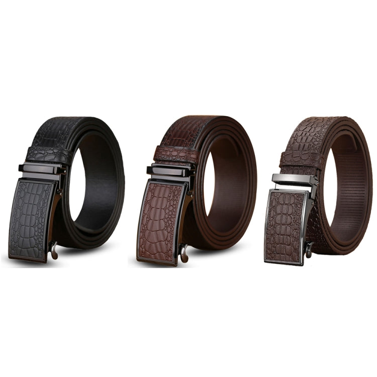 125cm Crocodile Pattern Leather Men Business Belt Without Buckle