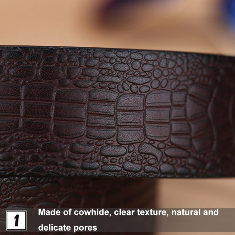 120cm Crocodile Pattern Leather Men Business Belt Without Buckle