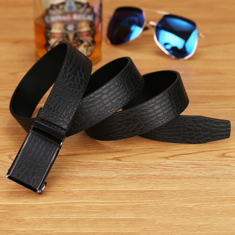120cm Crocodile Pattern Leather Men Business Belt Without Buckle