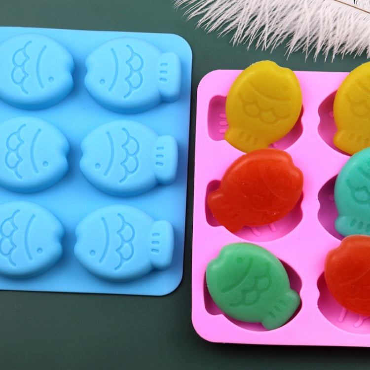 6 Grids Little Fish Shape Silicone Cake Mould Handmade Soap Mould - Pink