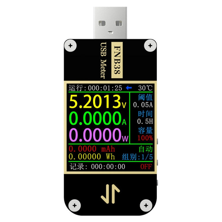FNIRSI FNB38 USB Voltage And Current Meter Capacity Fast Charging Protocol Tester - Black