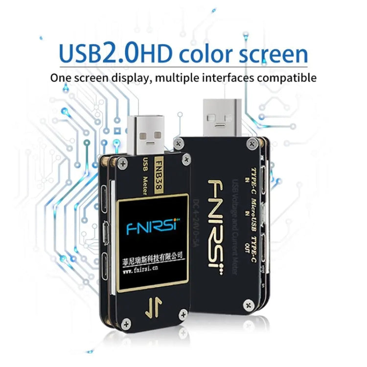 FNIRSI FNB38 USB Voltage And Current Meter Capacity Fast Charging Protocol Tester - Black