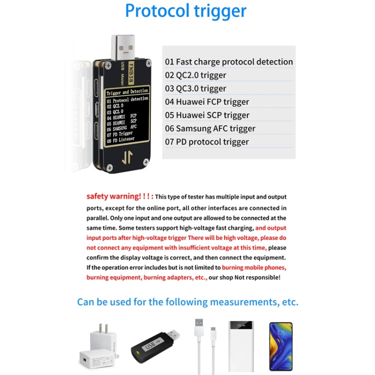 FNIRSI FNB38 USB Voltage And Current Meter Capacity Fast Charging Protocol Tester - Black