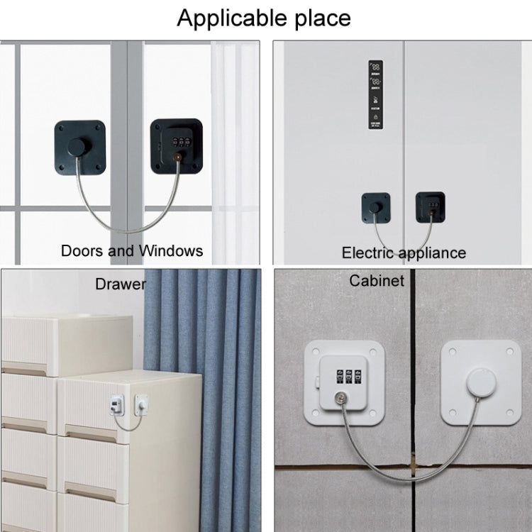 Child Safety Lock No Hole Window Limiter Refrigerator Drawer Cabinet Combination Lock, Specification: 3-bit White