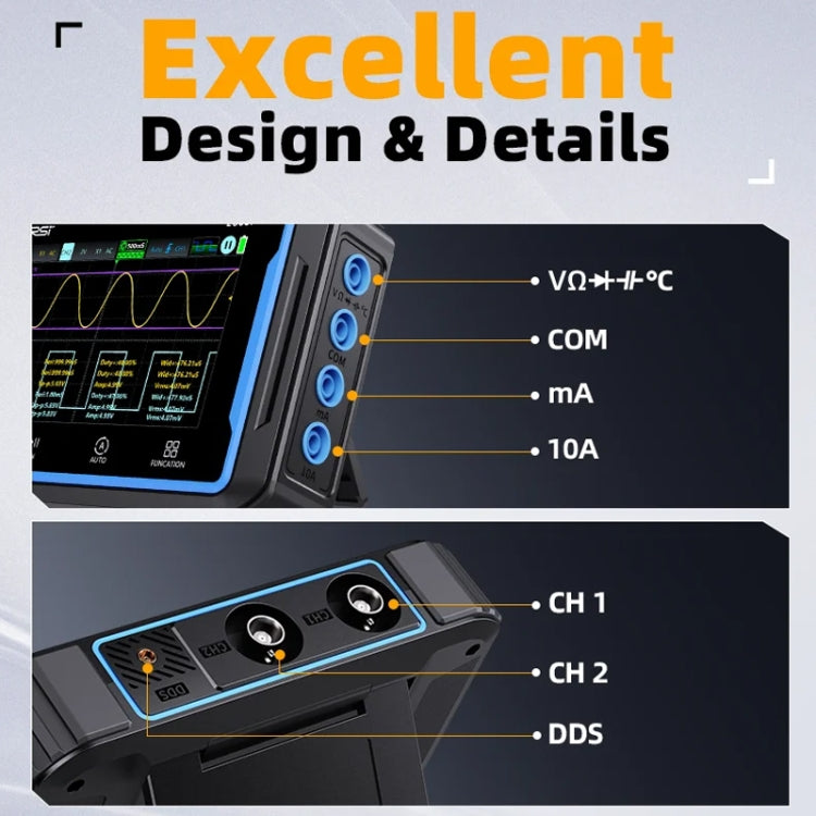 FNIRSI 2C53P Dual Channel Flat Panel Digital Oscilloscope Multimeter Signal Generator 3 In 1 - Black