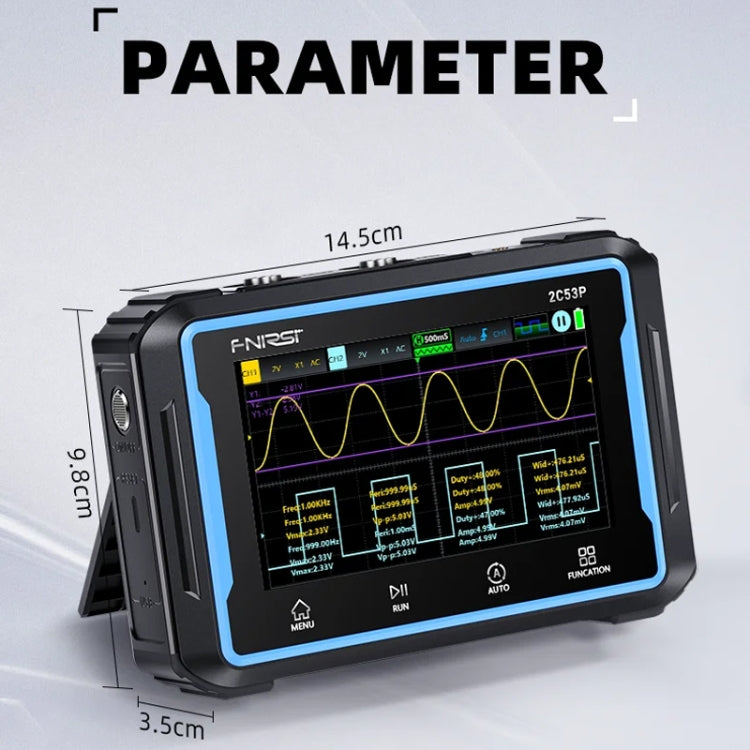 FNIRSI 2C53P Dual Channel Flat Panel Digital Oscilloscope Multimeter Signal Generator 3 In 1 - Black
