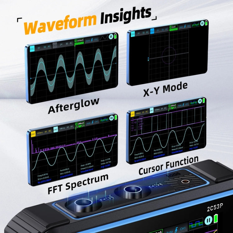 FNIRSI 2C53P Dual Channel Flat Panel Digital Oscilloscope Multimeter Signal Generator 3 In 1 - Black