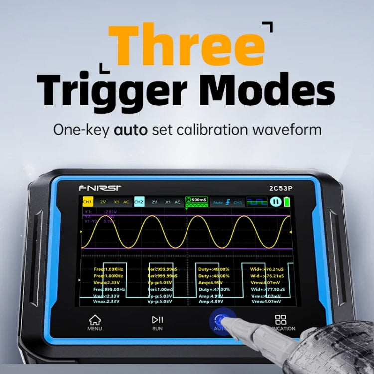 FNIRSI 2C53P Dual Channel Flat Panel Digital Oscilloscope Multimeter Signal Generator 3 In 1 - Black