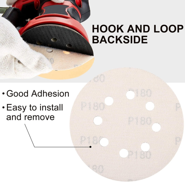 100pcs / Box 5 Inch 8 Holes Round Disc Sanding Sandpaper 125mm Yellow Sand Flocking Sheet, Grit: P320