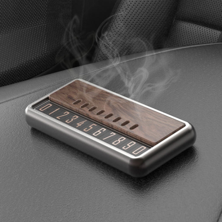 Car Metal Wood Aromatherapy Magnetic Luminous Car Moving Number Plate - Metal+Log