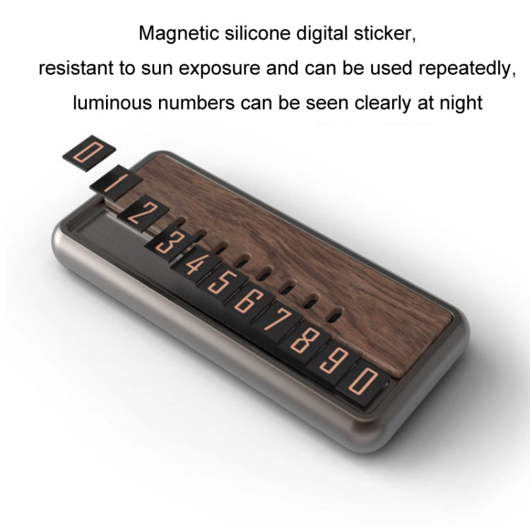Car Metal Wood Aromatherapy Magnetic Luminous Car Moving Number Plate - Metal+Log